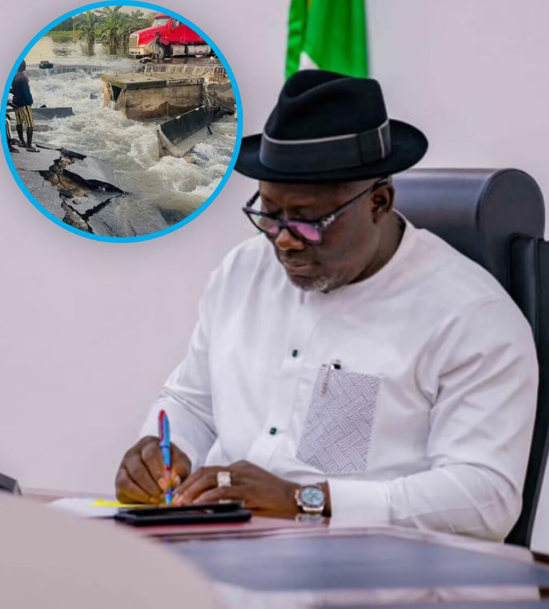Oborevwori orders Julius Berger to repair washed-out East-West Road section at Agbarho Oborevwori orders Julius Berger to repair washed-out East-West Road section at Agbarho